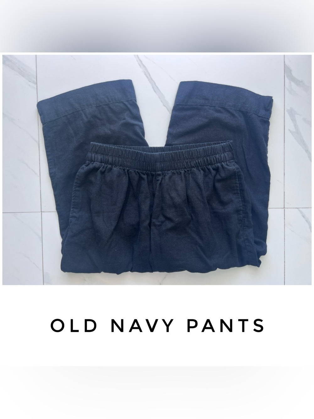 Old Navy pants size Small petite black linen straight ankle high waisted